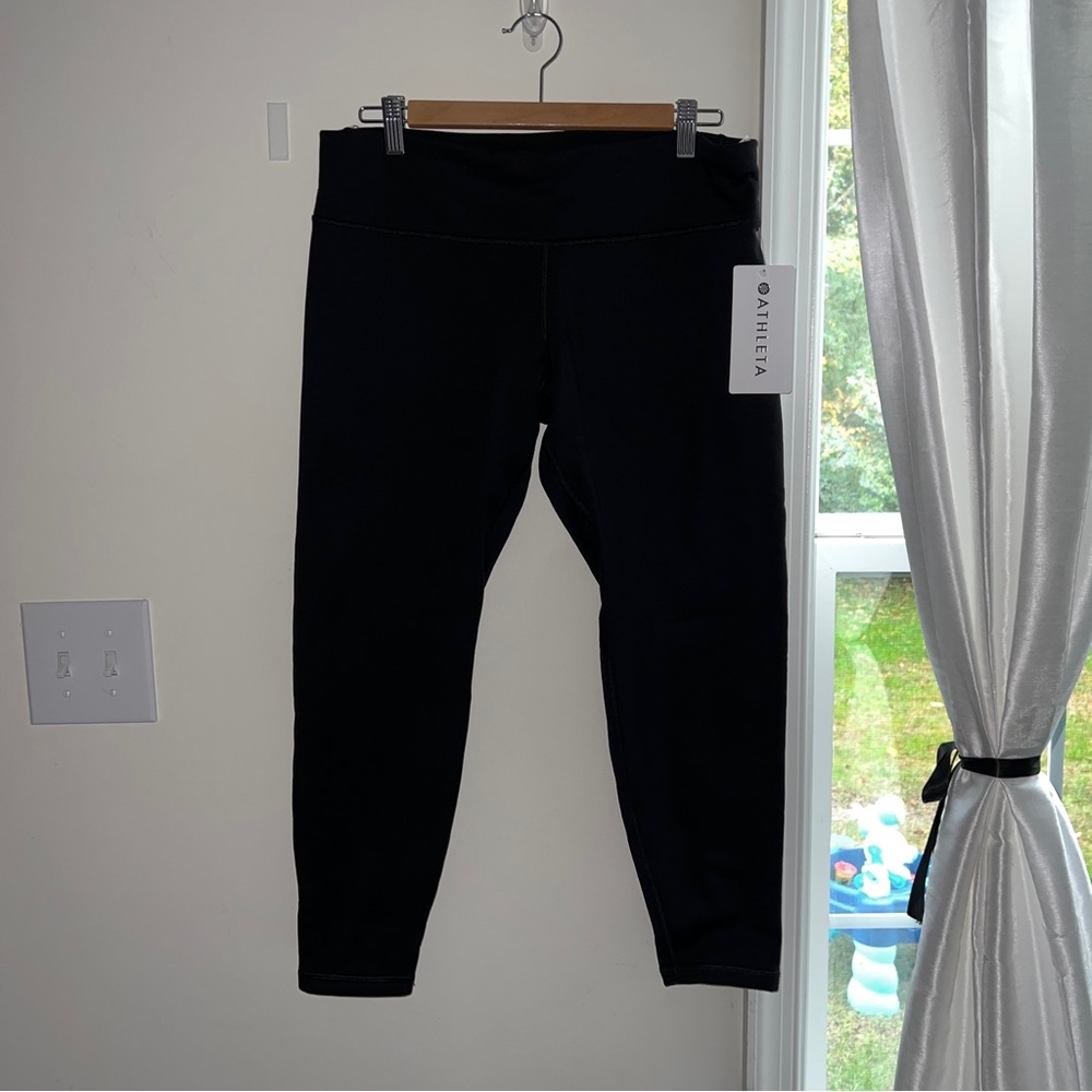 Athleta womens black alpine valley fleece tight leggings L P